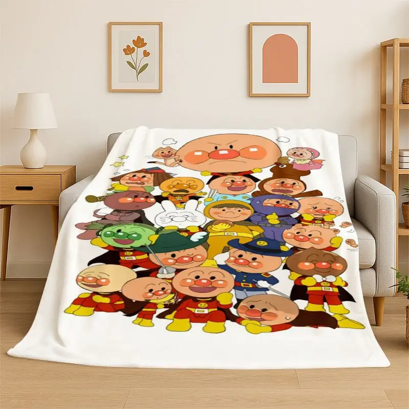 Retro Brave Anpanman Cartoon Flannel Blanket Soft Warm Throw Blanket for Bedroom Living Room Bed Travel office Picnic Fest Gift
