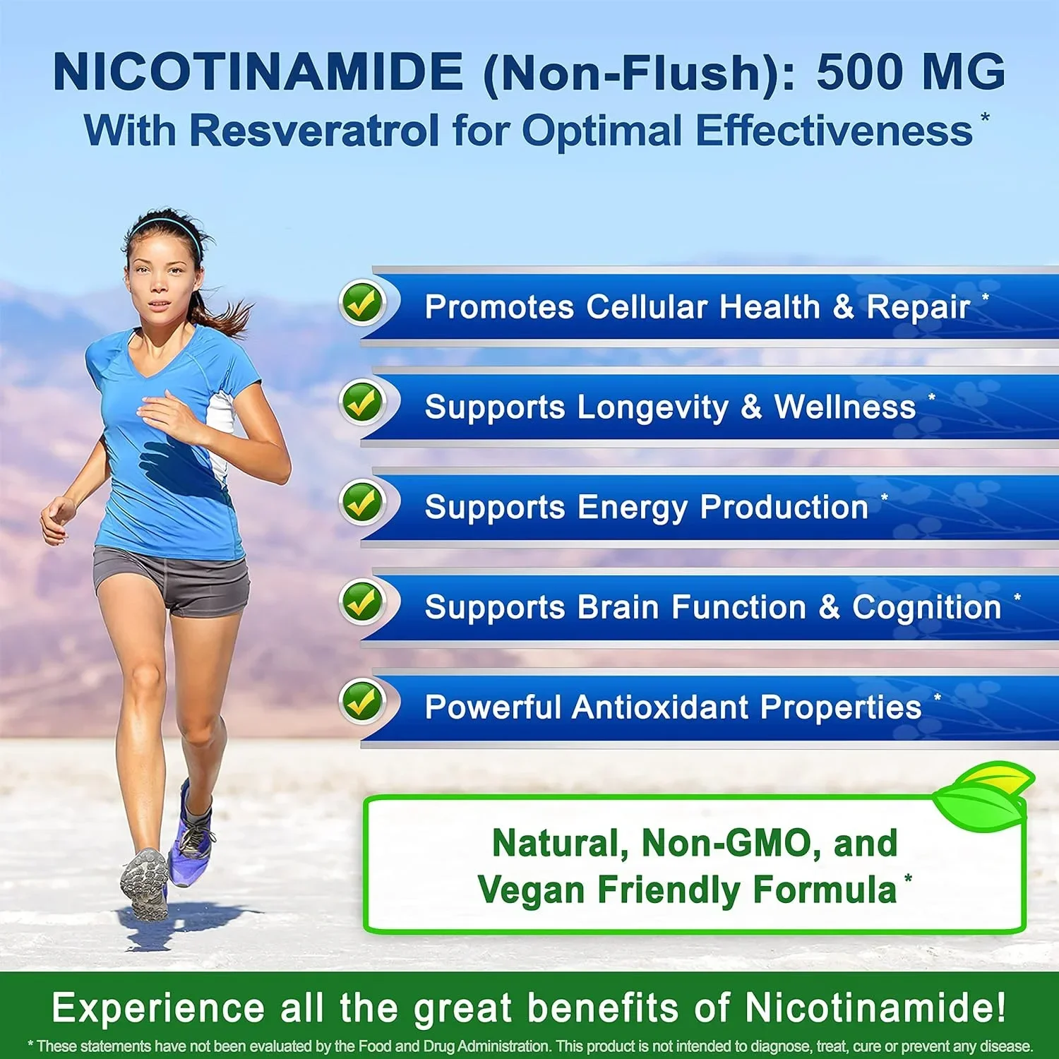 Nicotinamide 500mg - Resveratrol - Easily Absorbed Vitamin Supplement Capsules Beauty Health Skin Care