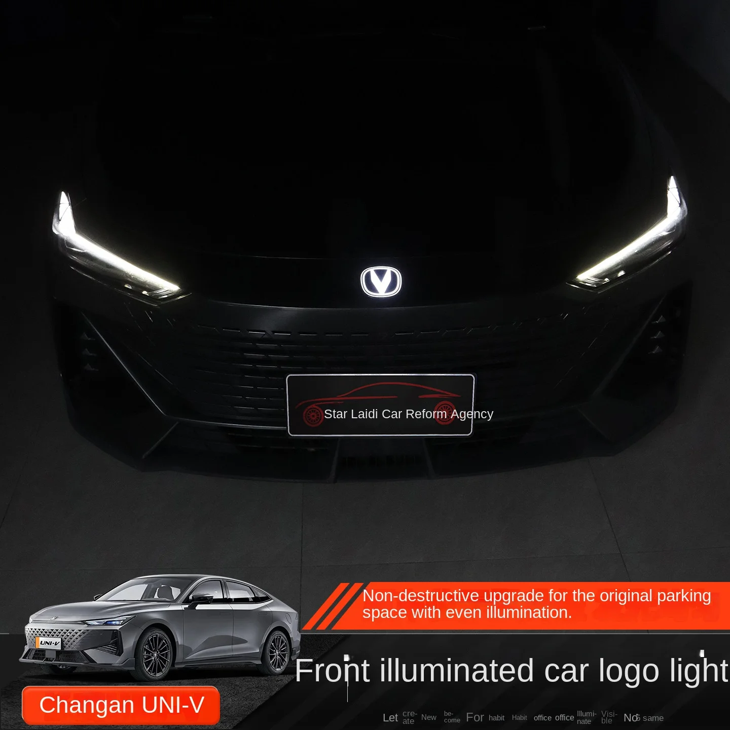 Suitable for Changan Univ 2022-2025 front logo luminous light modification accessories