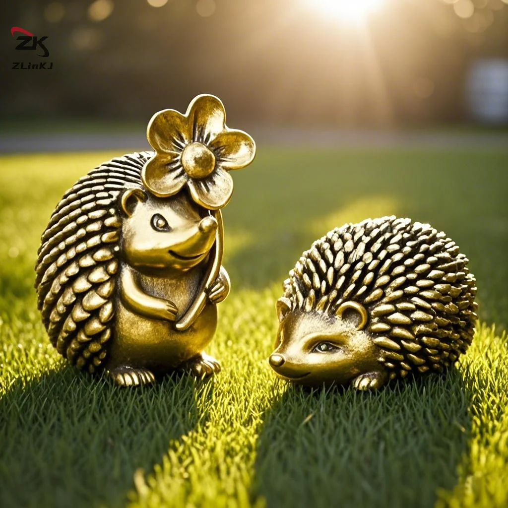 1pcs Antique Hedgehog Small Ornaments Solid Brass Antique Animal Sculpture Crafts Desk Tea Table Decoration Home Decor