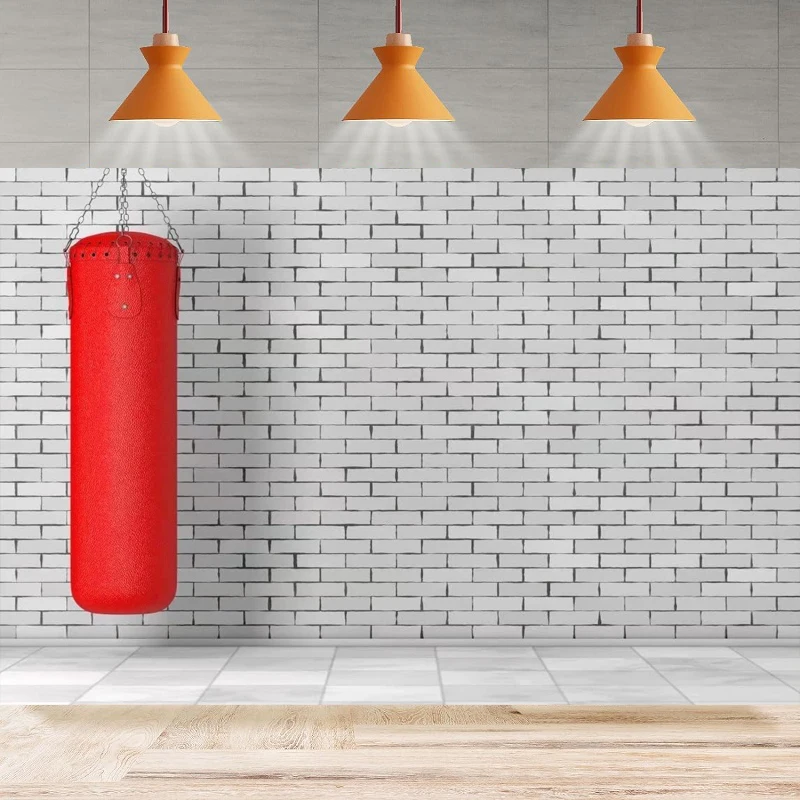 

Photography Backdrop Gym Boxing Brick Wall Red Punching Bag For Boxing Background Birthday Home Party Backdrop Wall Banner Decor