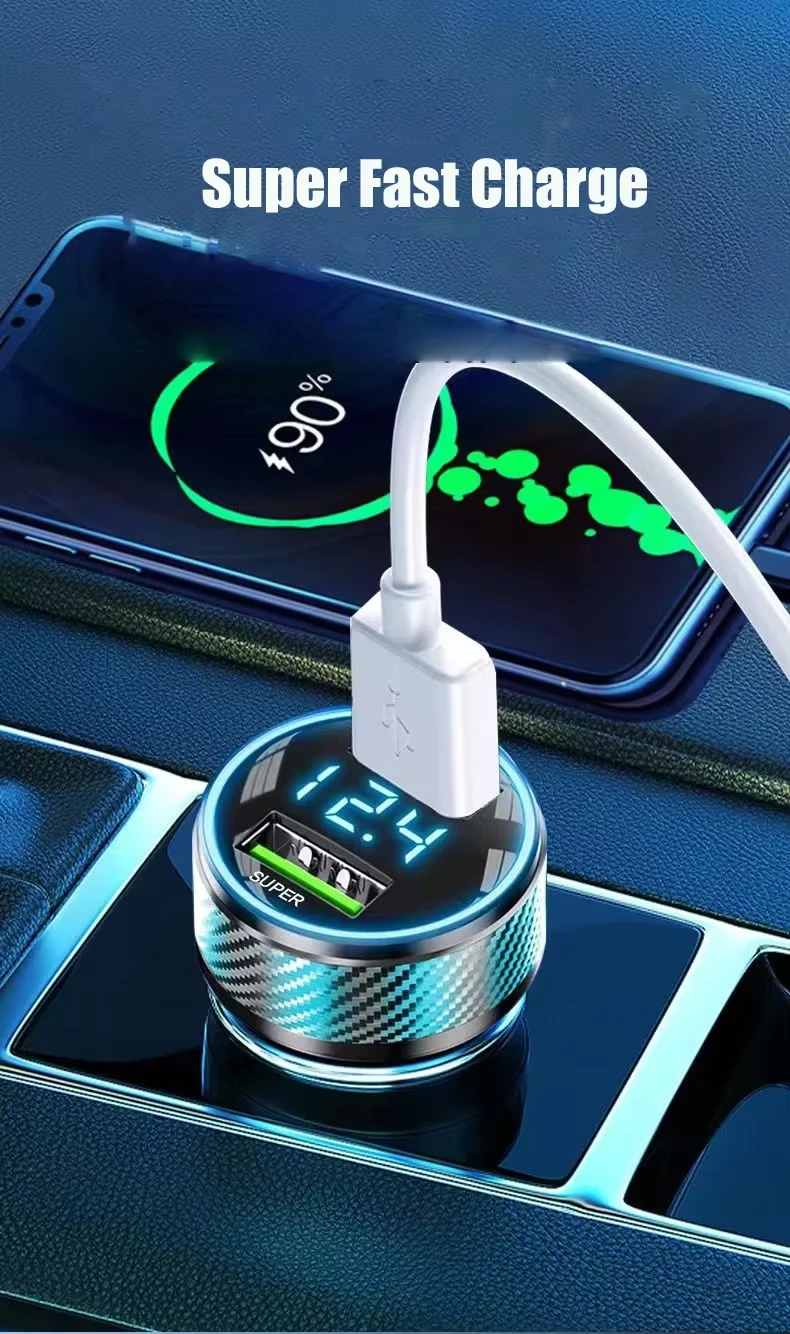 2-in-1-USB-Autoladegerät-Adapter, 300 W, superschnelles Laden mit Spannungsmonitor für iPhone, Samsung, iPad, Huawei, Oneplus, OPPO VIVO – Detail 3