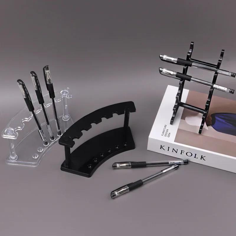 Wholesale Plastic Transparent 6 Slot Pencil Pen Spoon Jewelry Display Holder Stand Rack