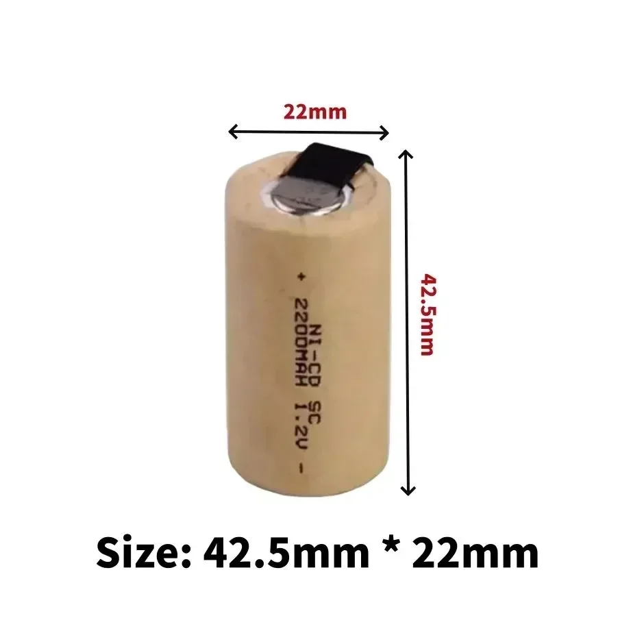 2-20pcs 1.2V 2200mAh Sub C Ni-Cd Rechargeable Batteries for Screwdriver Electric Drill Power Tool with Tab SC Batteries NiCd SUB