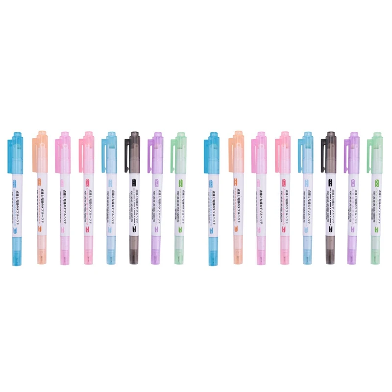 16 Piece Curve Pen Set Dual Tip Linear Color Pens For Diary Paper Companion Gel Pens 8 Colors Shape Gel Pens