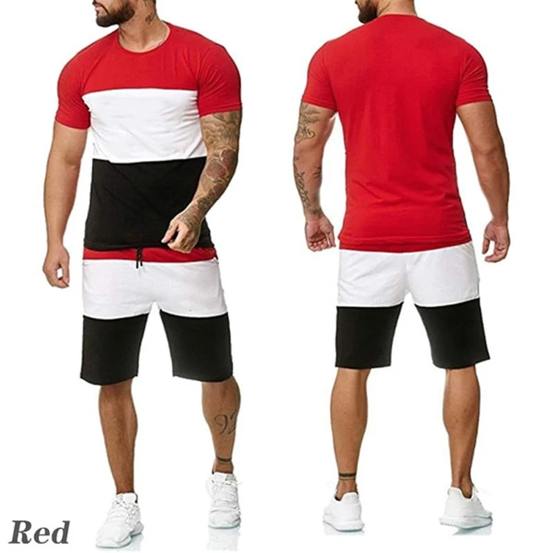 Hot Summer Loose T-shirt Beach Shorts for Men Casual Fitness Jogging Outfits Hip-hop Tracksuit Breathable Short Sleeved Set