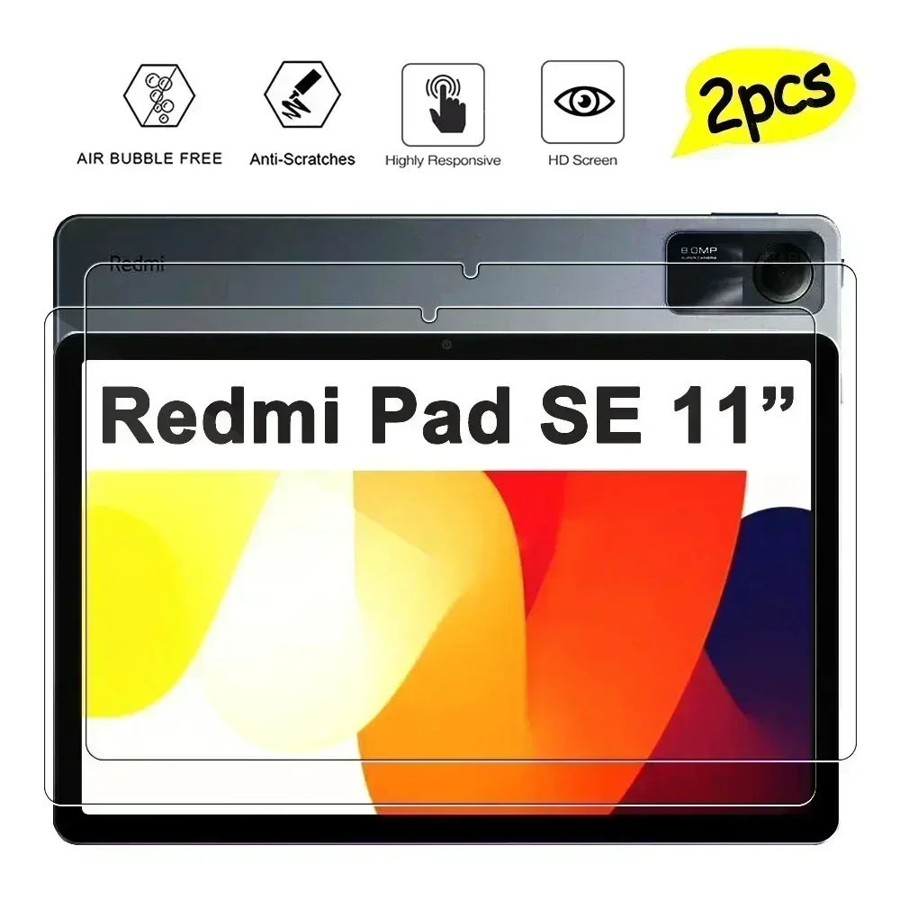 2 шт., защитная пленка из закаленного стекла HD с защитой от царапин для Xiaomi Redmi Pad SE 11 дюймов, 2023, защитная пленка для планшета