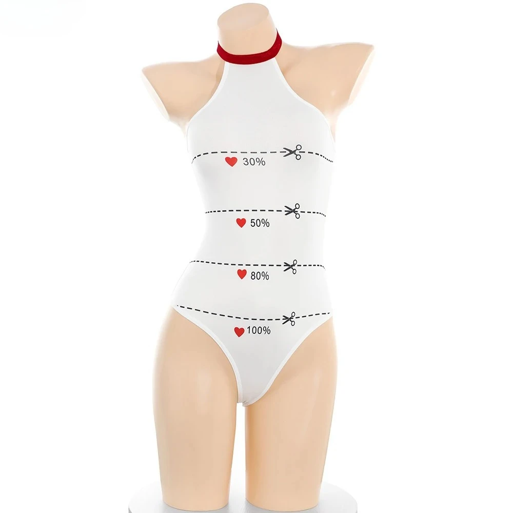 Chica de Anime con valor de latido del corazón, traje de uniforme recortado, disfraz de Cosplay, ropa interior transparente hueca Sexy, lencería para dormir