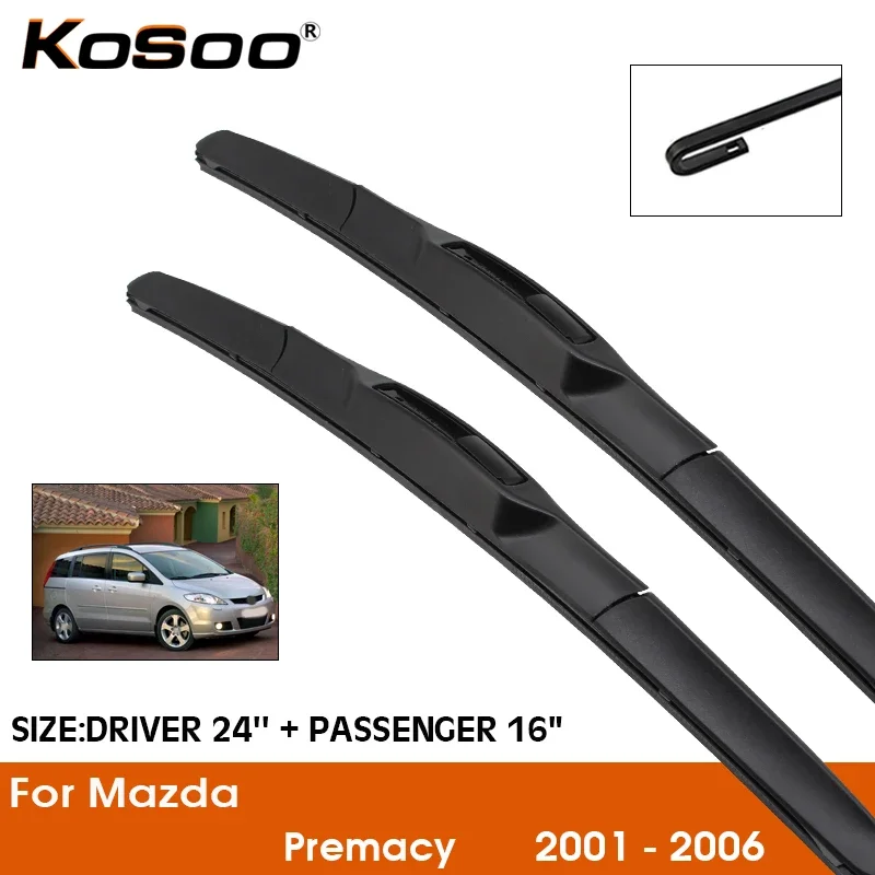 

Car Wiper Blade For Mazda Premacy 2001-2006 Windshield Rubber Silicon Refill Front Window Wiper 24"+16" LHD RHD Auto Accessories