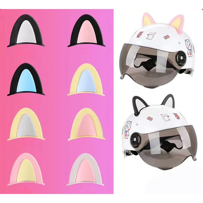 

2Pcs/Set Motorcycle Helmet Cat Ears Cute Electric Car Moto Stickers Driving Styling Universal Helmet Decoration Accessories