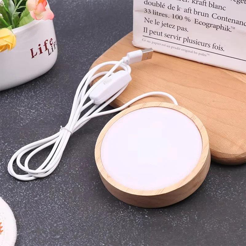 LED Desktop Decorative Lamp Wooden Base DIY Crystal Ball Birthday Gift Night Light Base USB Power Supply With Remote Control