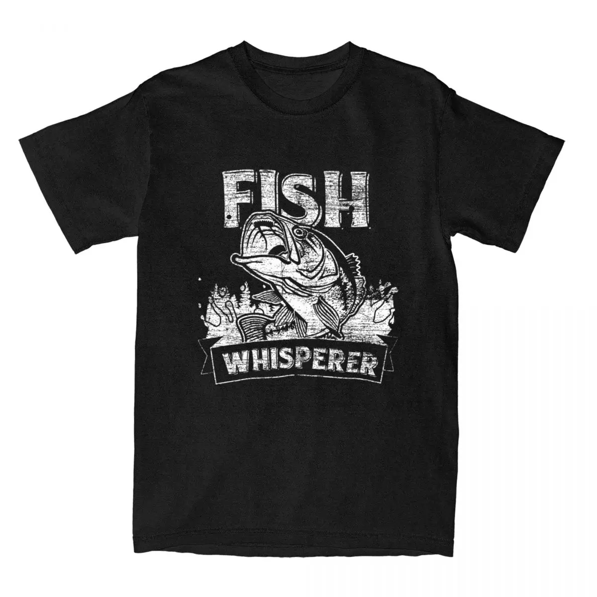 Fish Whisperer T Shirt Men's 100% Cotton Vintage T-Shirts Funny Fishing Lake Time Fisherman Graphic Novelty Tee Shirt Tops 6XL