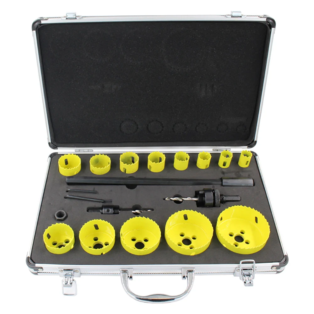 

16x M42 High Speed Steel Hole Saws Drill Tool Kit 19-76mm Saw Cup Wood Cutter Drill Bit For Cutting Wood Aluminum Plate Plastic