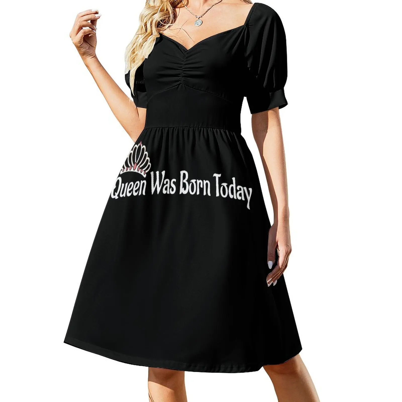 

Queen was born today Short-Sleeved Dress elegant chic wedding evening dresses Women's dress