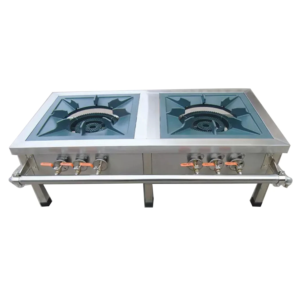 Cuisinière économique à gaz liquéfié en acier inoxydable commercial 1/2/3 à pied bas, cuisinière chinoise, cuisinière à soupe à économie d'énergie