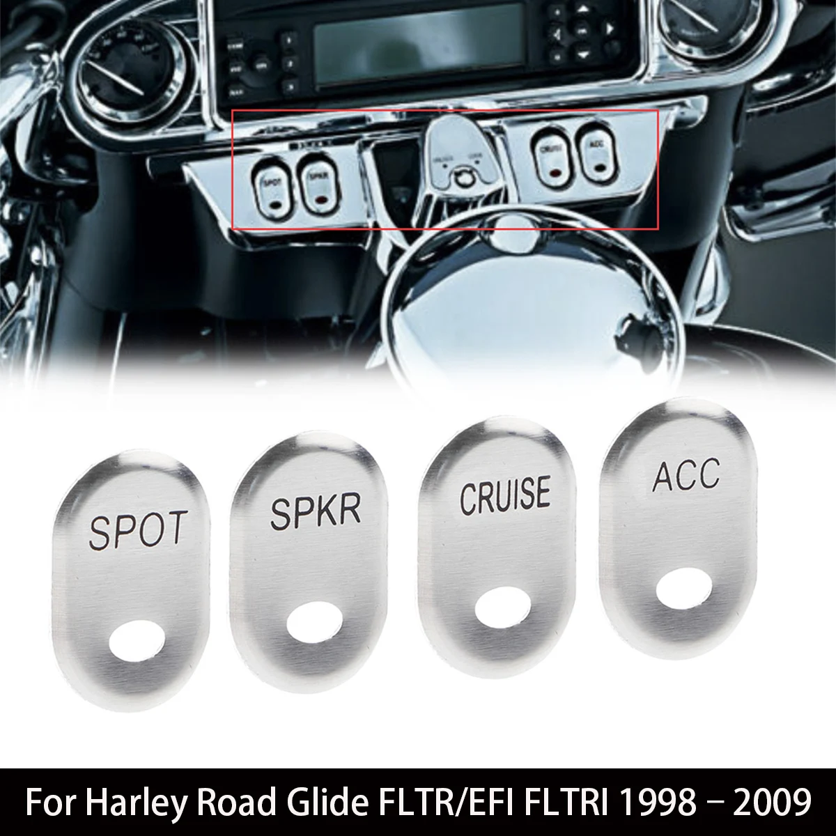 Motorcycle Accessories Rocker Panel Switch Button Covers Cap Kit For Harley Road Glide FLTR EFI FLTRI Ultra FLTRU FLHTK  ﻿