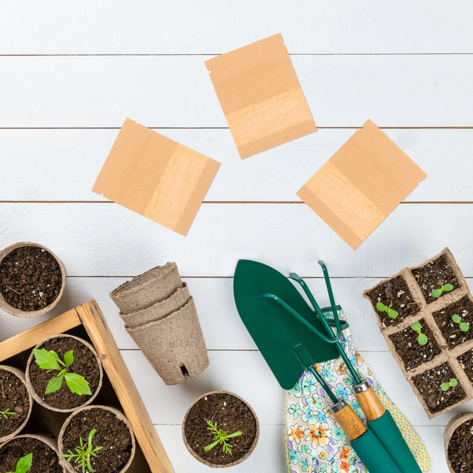Seed Envelopes with Clear Window Resealable Waterproof Kraft Paper Small Size for Garden Seed Storage Organizer Vegetable Flower