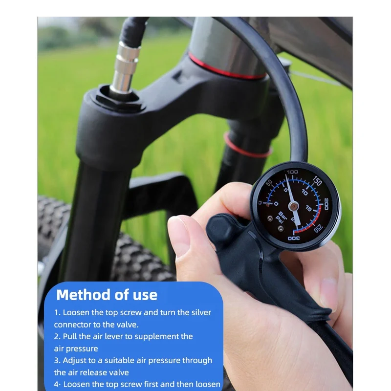 ZOYOSPORTS High Pressure 300 PSI For Front Fork And Rear Suspension Air Shocks Pump With Gauge Portable Bike Bicycle Pump