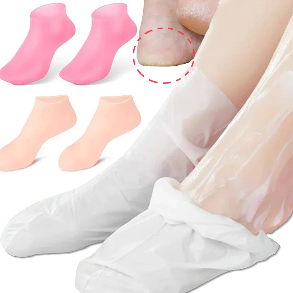 Silicone hidratante pé cuidados meias, rachado pele morta remover, prevenir o ressecamento, protetor, alívio da dor, ferramentas pedicure, 1 par