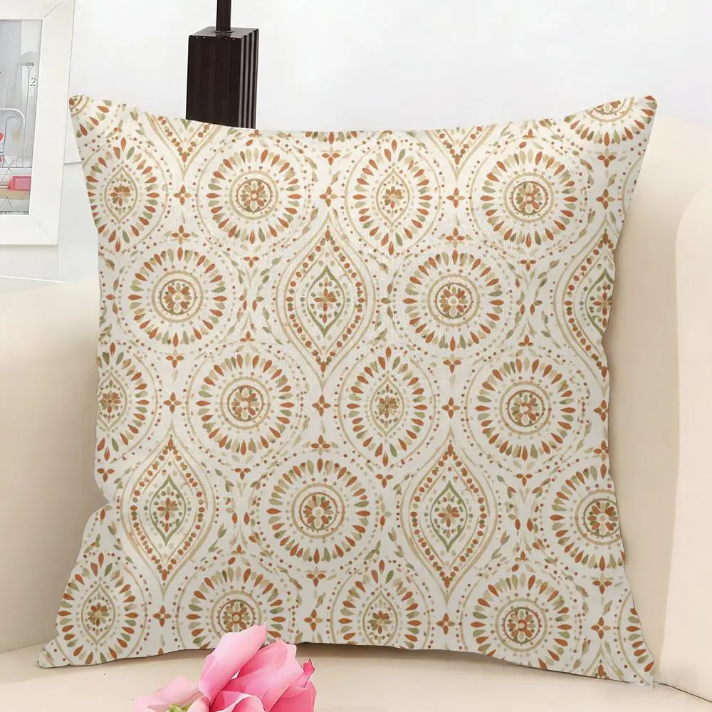 Neutral Botanicals Cushion Cover Linen Pillow Cover 40x40cm Decorative Cushion Case Boho Home Sofa Decor Gift