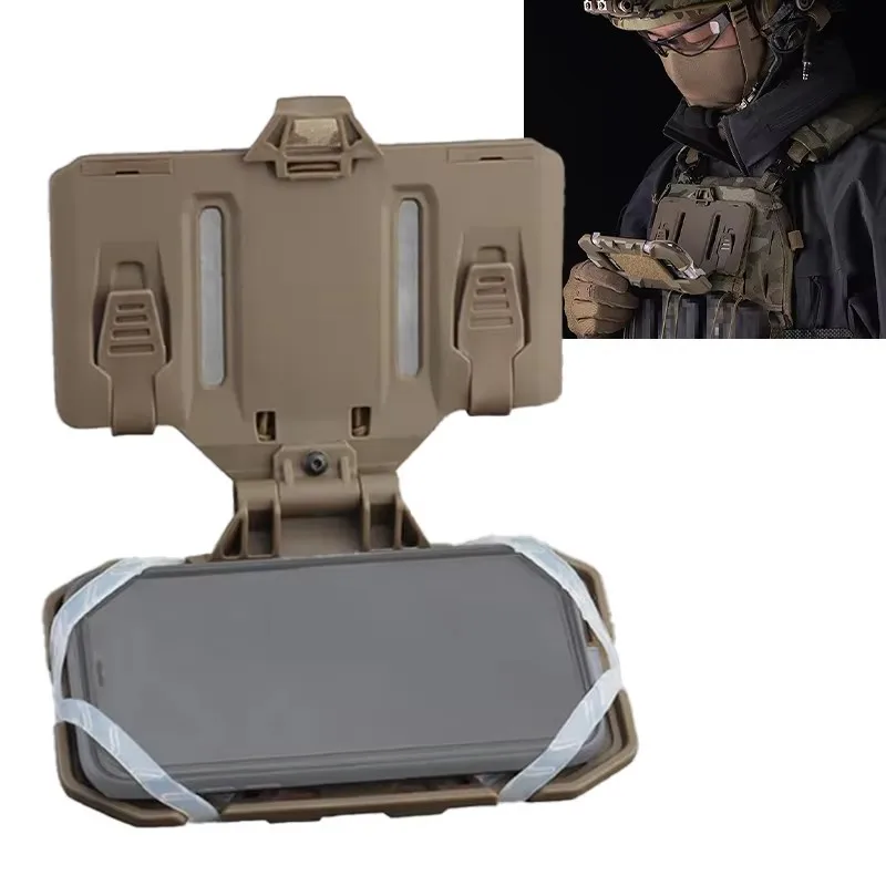 MOLLE tactical navigation folding plate military vest chest mobile phone holder suitable for screen size 4.7-6.7 inches