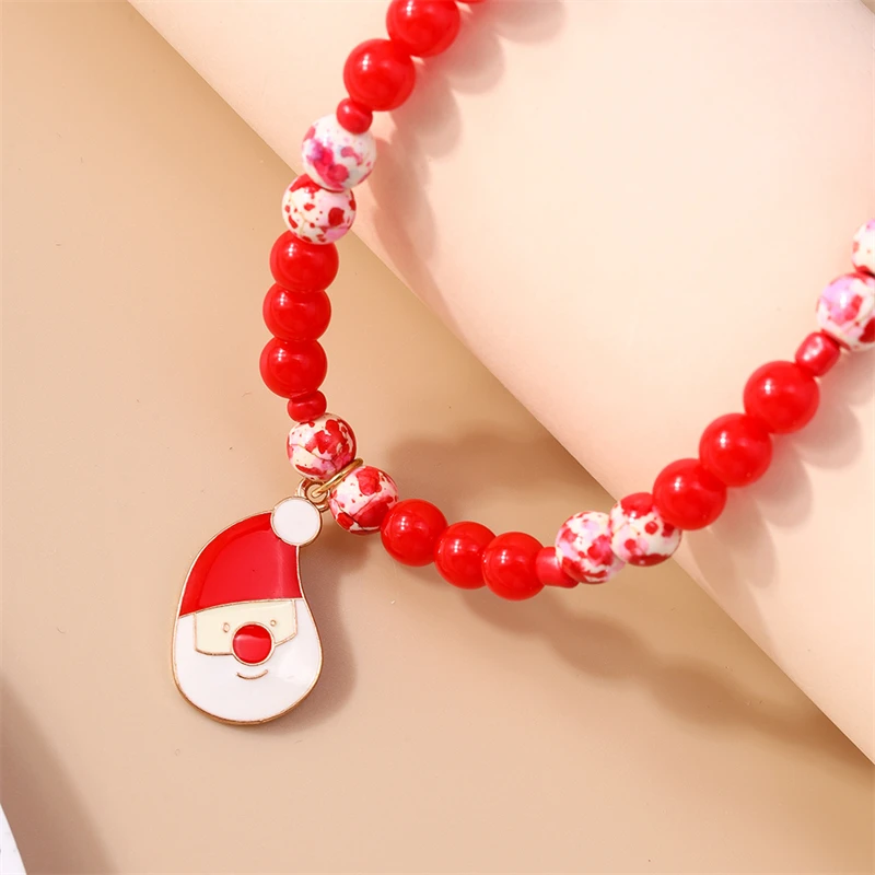 Modische handgefertigte Perlenkette für Frauen, Weihnachtsmann-Anhänger-Halskette, Schmuckgeschenke für Mädchen für Partys und Festivals – Detail 5