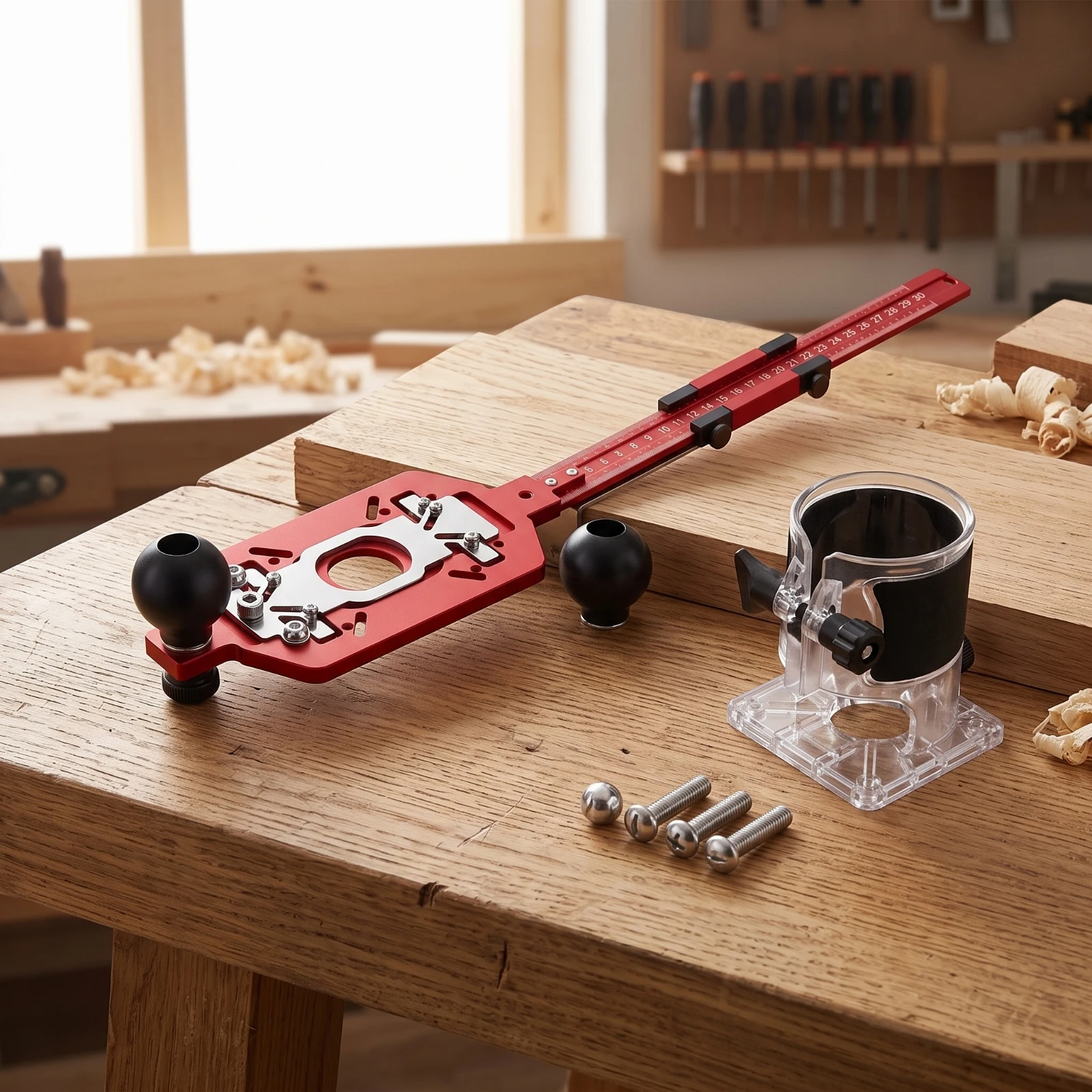 Router Base with Positioning Ruler Multifunctional Router Circle Cutting Jig Circle Milling Jig Sturdy Tool Wear-Resistant