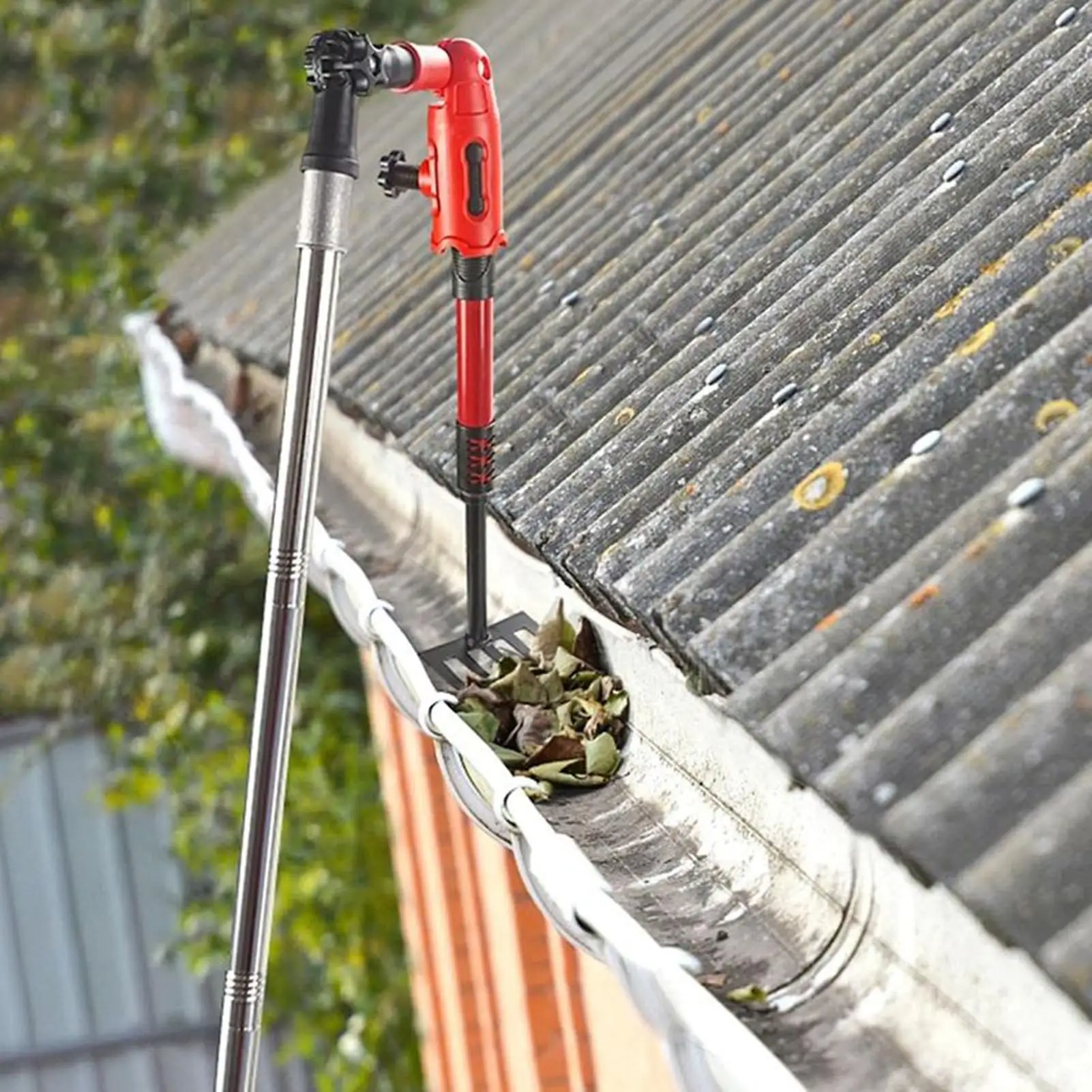 Gutter Cleaning Tools From The Ground Rain Gutter Cleaner Brush With Telescopic Pole No Ladder Needed 10.5 Ft Long Reach Pole
