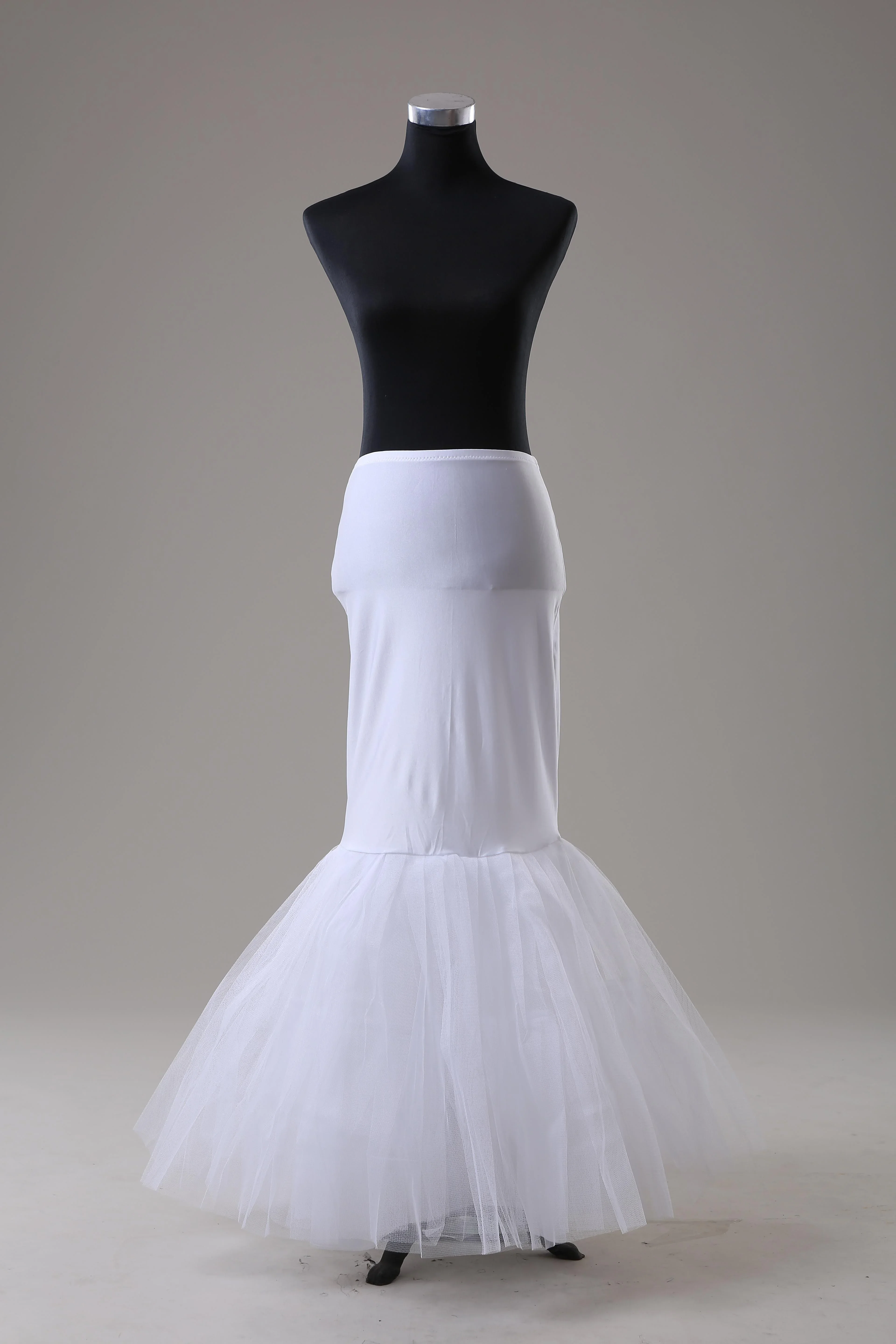 White Hoopless Cocktail Mermaid Fishtail Crinoline Petticoat Slip