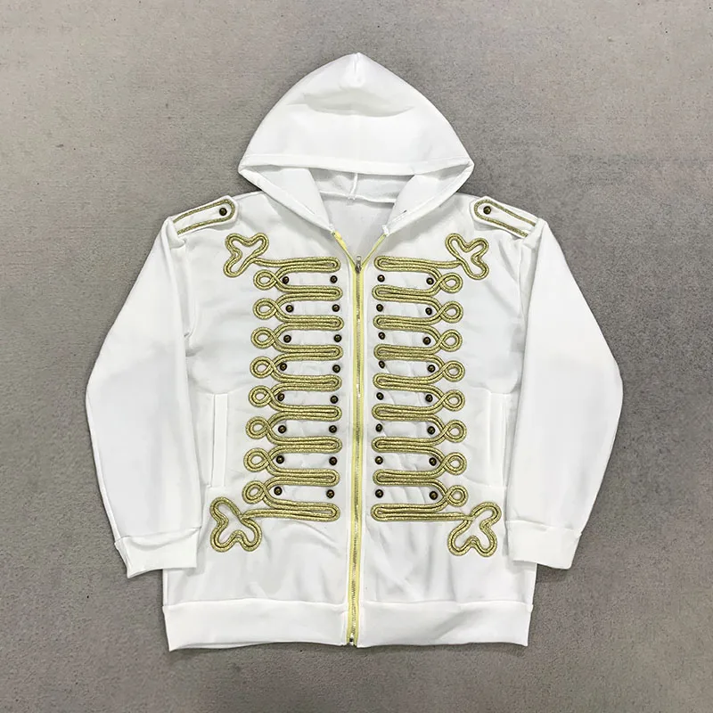 Autumn New Women's Military Gold Knitted Embroidered Zipper Hoodie Fashion Trend Versatile Street Wear Sportswear