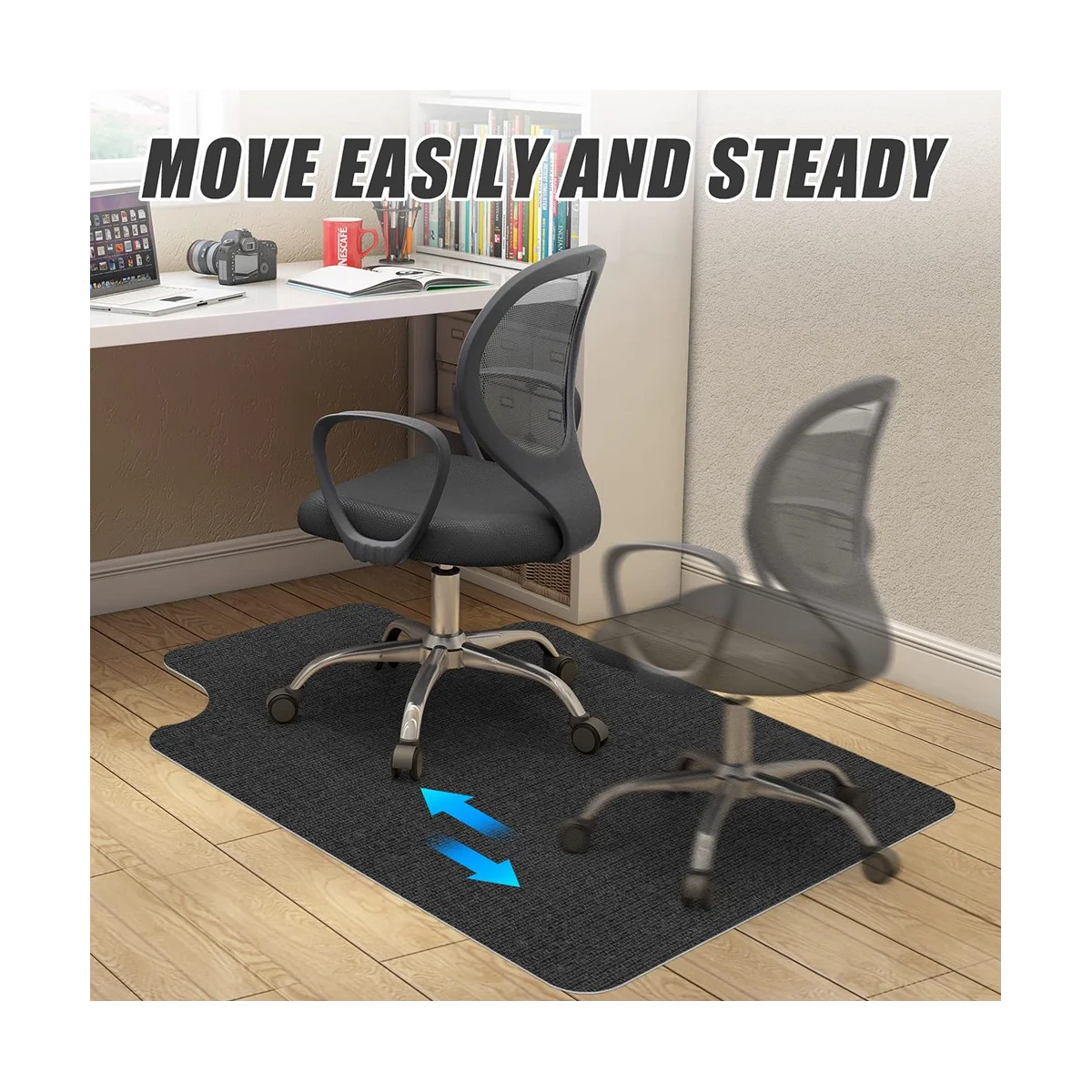 Office Chair Mat for Hardwood/Tile Floor,35.4X55Inch Desk Chair Mat, Multi-Purpose Polyester Floor Protector Dark Gray