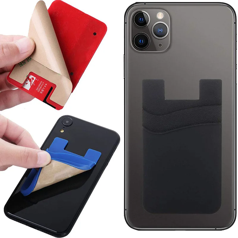 Porte-cartes arrière pour téléphone portable, porte-cartes, étui portefeuille, porte-cartes de crédit à coller, poche pour presque tous les téléphones portables