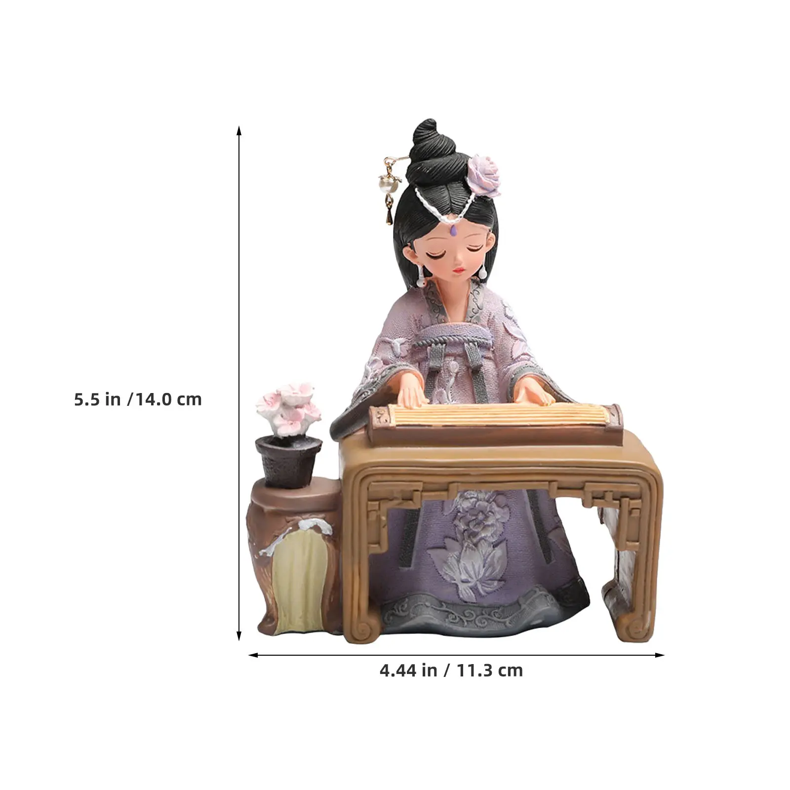 Chinese Style Resin Statue for Home Decoration – Elegant Hanfu-Inspired Retro Desktop & Shelf Decor