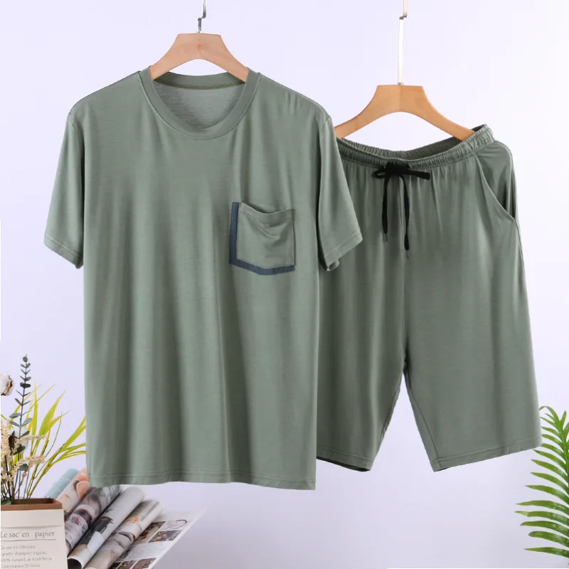 L-4XL Pijamas De Hombre New Male Sleepwear Set Short Sleeve Shorts Men‘s Home Clothes Large Size Pajamas 2025 Pyjamas Homme
