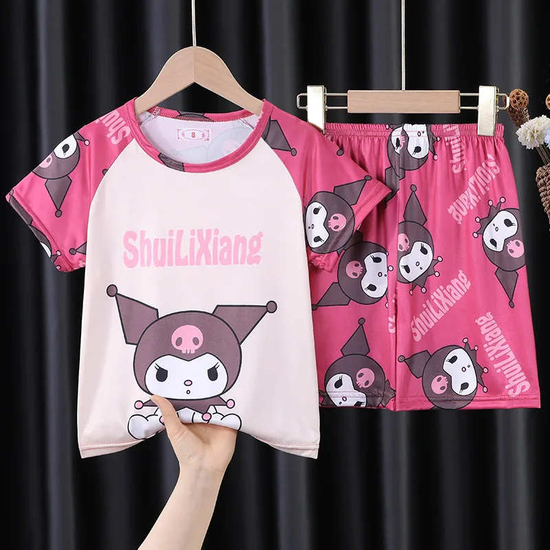 Sanurgente-Pyjama à manches courtes et col rond pour enfants, pyjama confortable, vêtements de maison, My Melody, vêtements pour filles, nouveau