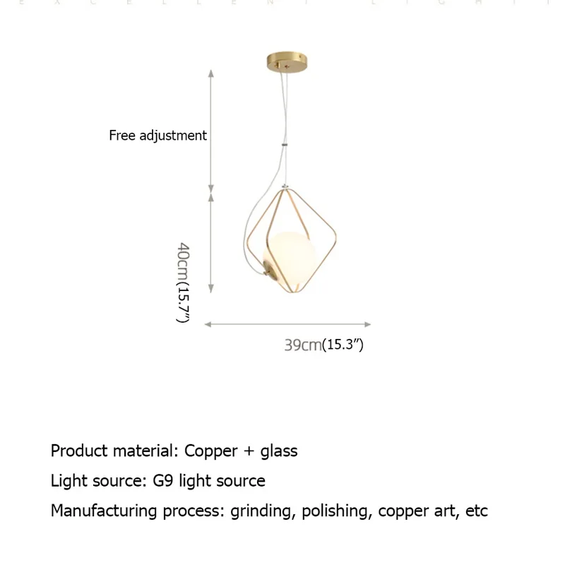 PLLY Modern Pendant Lights Copper Home Creative Fixture Decorative For Dining Room Restaurant