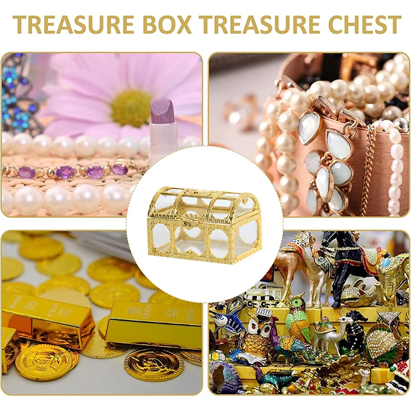 

10pcs Gold Silver Candy Box Treasure Chest Shape Sugar Containers Holder Gift Storage Case Wedding Party Pirate Candy Gift Box