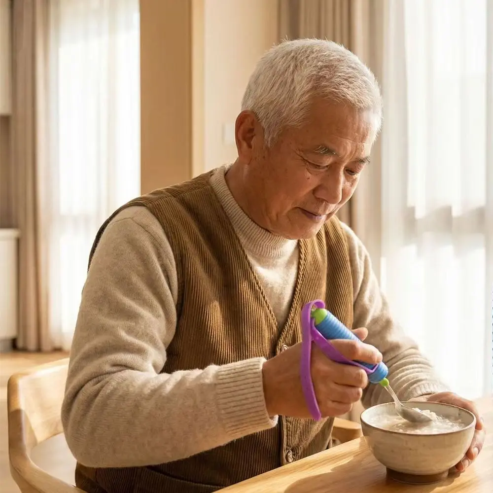 2Pcs/Set Nonslip Elderly Spoon Utensils Rotatable Anti-Shake Disabled Feeding Utensil Adjustable Easy To Use Food Aid Spoon