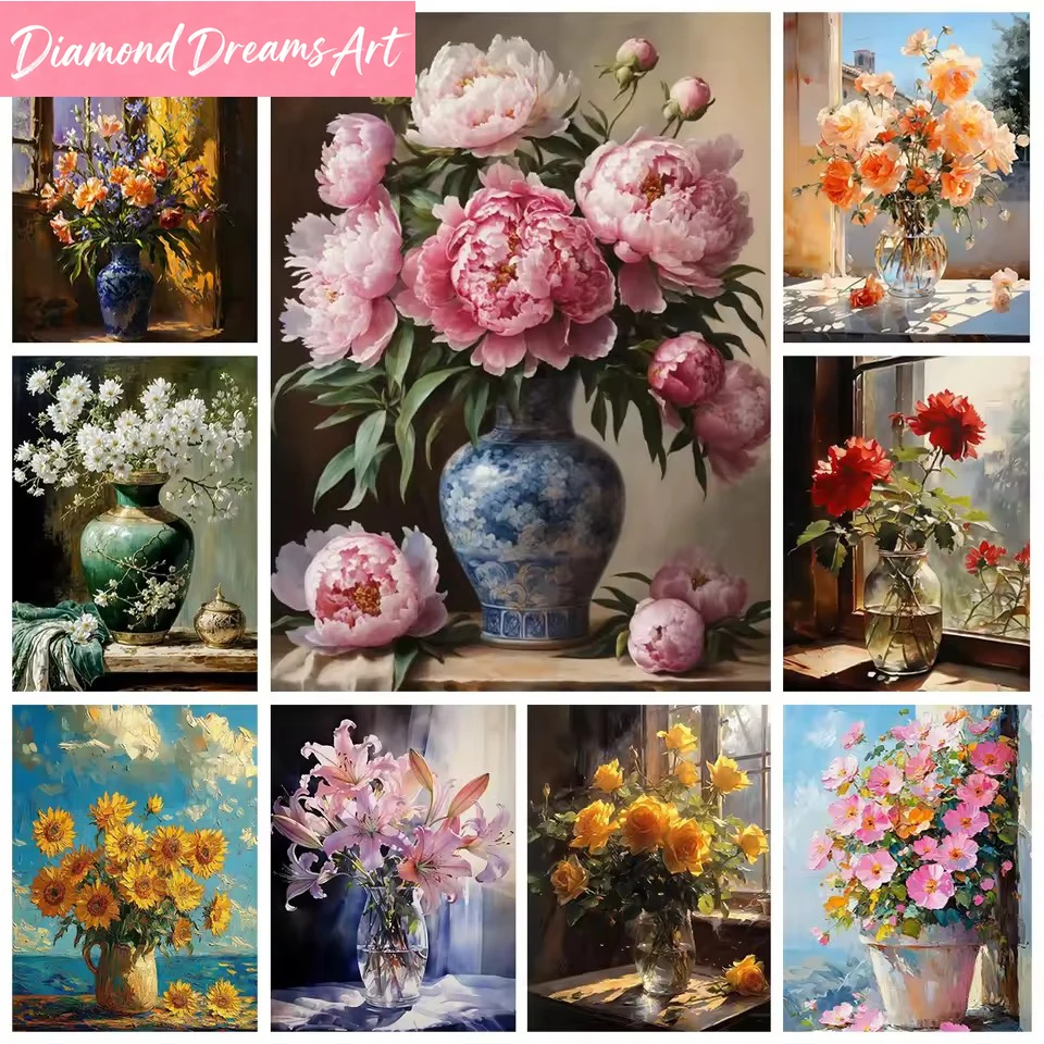 Frameless,5D DIY Diamond Painting New Collection Vase Flowers Diamond Mosaic Colorful Handmad Art Cross Stitch Kit 2026 Home Dec