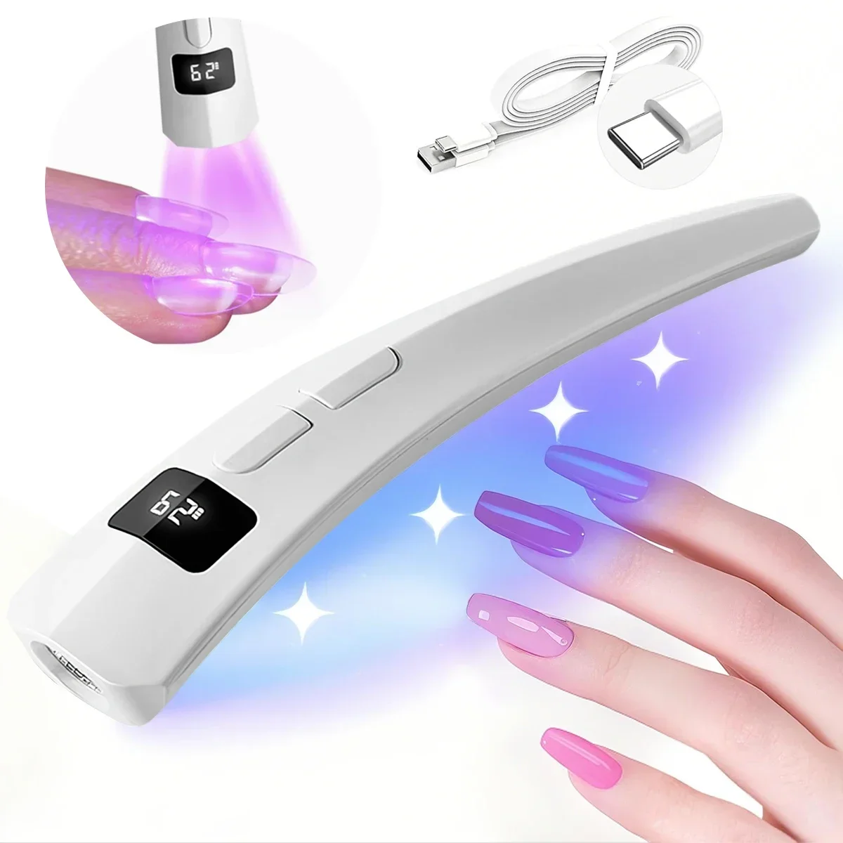 Lampe à ongles UV Portable et Rechargeable, Machine sèche-ongles USB à séchage rapide, lumière de polymérisation professionnelle pour vernis à ongles Gel