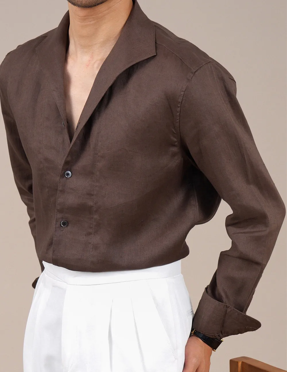

Italian Long Sleeve Shirt Men Pure Linen Square Collar Shirt Men Dress Lightweight Breathable Casual Business Formal Dress Shirt