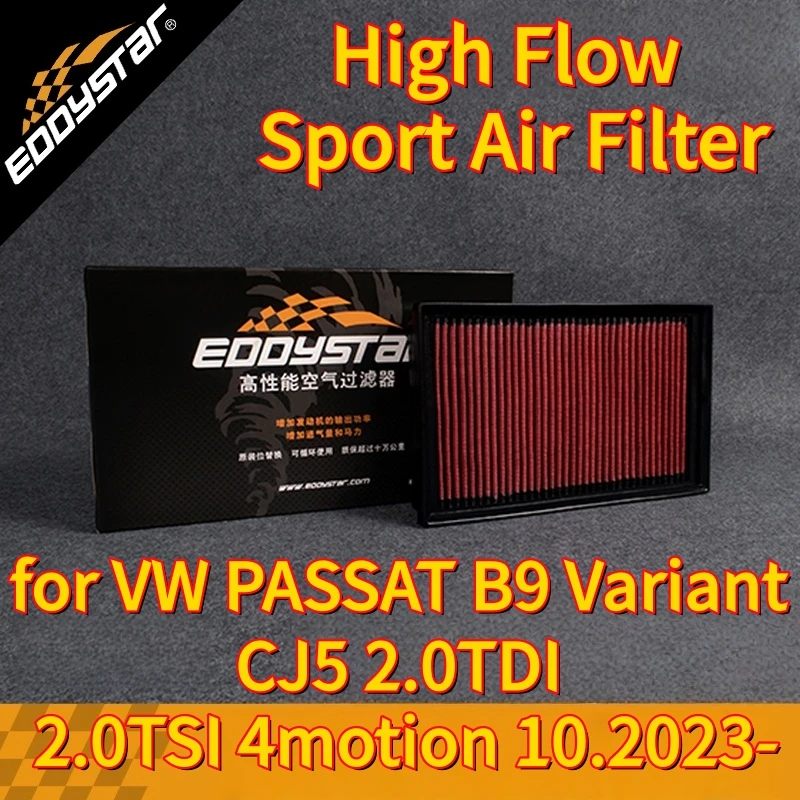 

High Flow Sport Air Filter for VW PASSAT B9 Variant CJ5 2.0TDI 2.0TSI 4motion 10.2023- Washable Racing Intake Filters