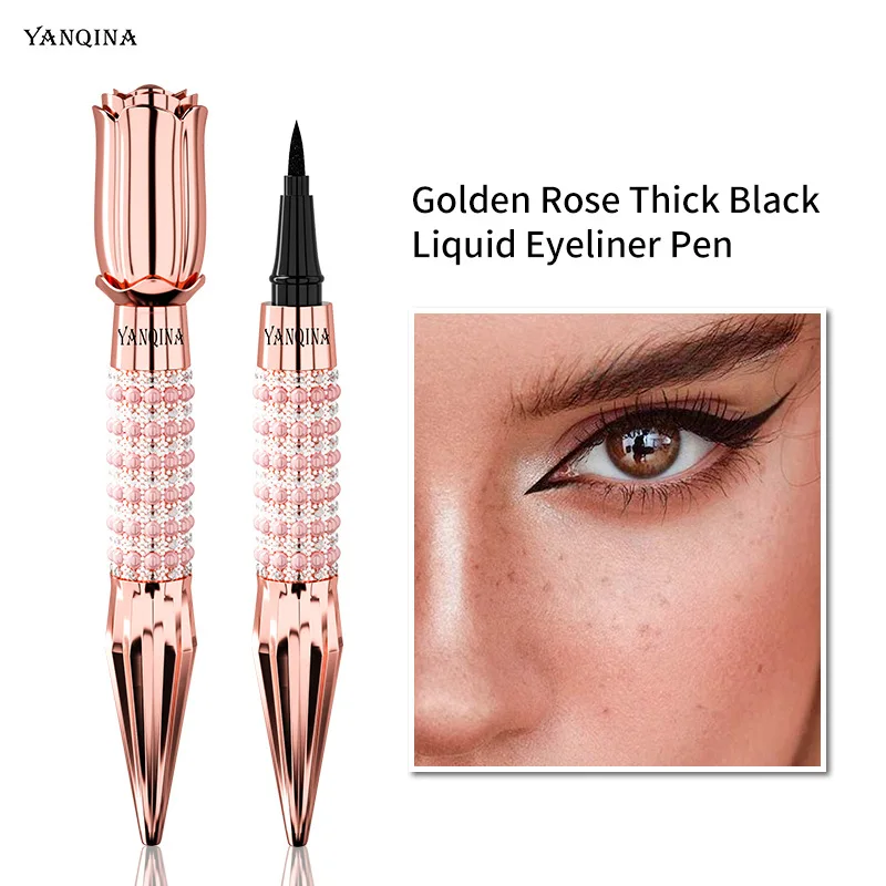 New YANQINA Precision Liquid Eyeliner Pen Long-lasting Waterproof Transfer-proof Quick-Dry Black Eyeliner with Sparkling Design