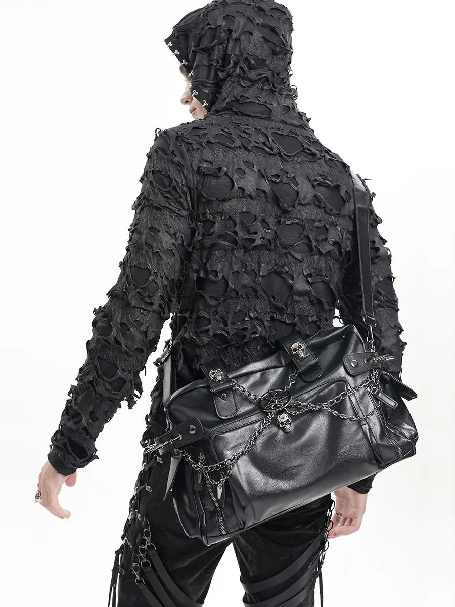 

Black Skull Design Zipper Handbag Crossbody Bag Devil Fashion AS207 Modern Neutral Style Unisex Medium Hardness Winter 2024