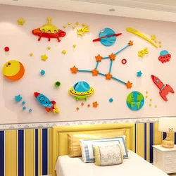 Space Ship Acrylic 3D wall sticker Children's Room Nursery Window Glass Door Wall Sticker Bedroom Living Room roof decoration