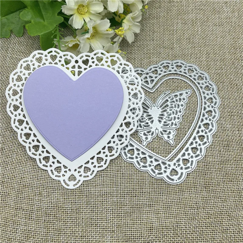 Heart Butterfly Set Metal cutting dies  mold Round hole label tag Scrapbook paper craft knife mould blade punch stencils dies