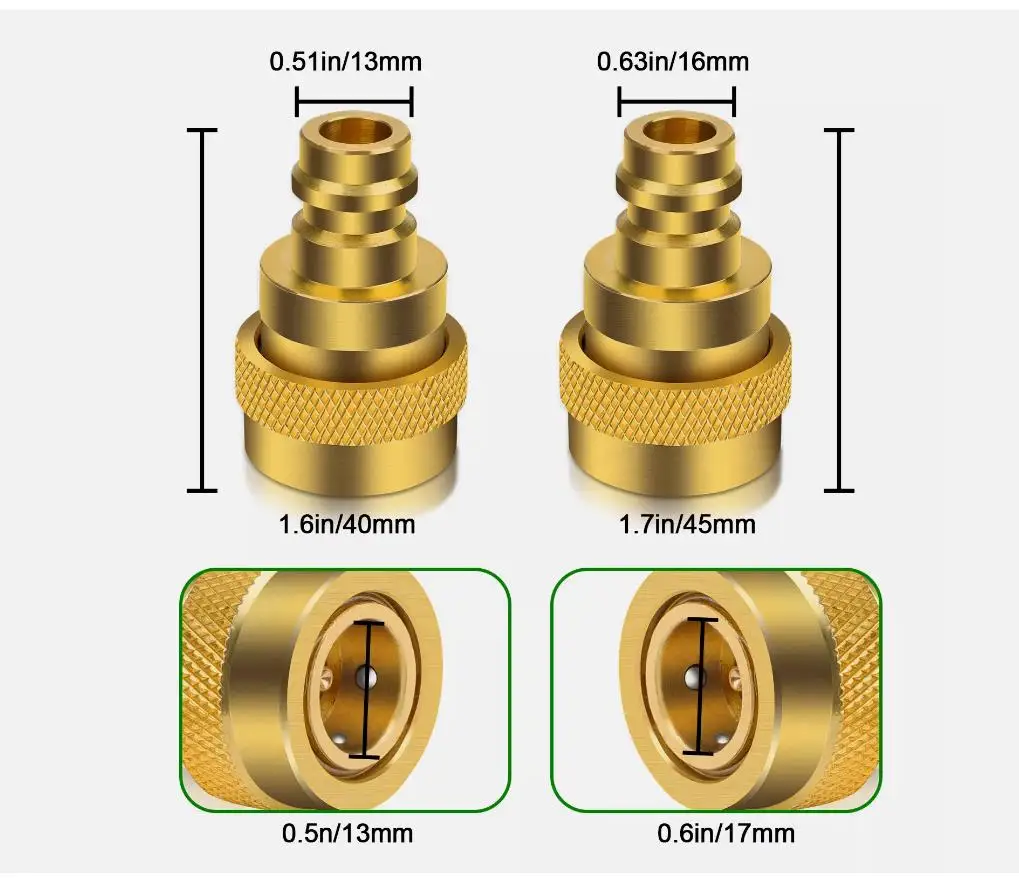 

2PCS R134A to R1234YF Brass Air Conditioner No Leakage Connector Quick Couplers Kit Adapter Adjustable High Low Side Connection