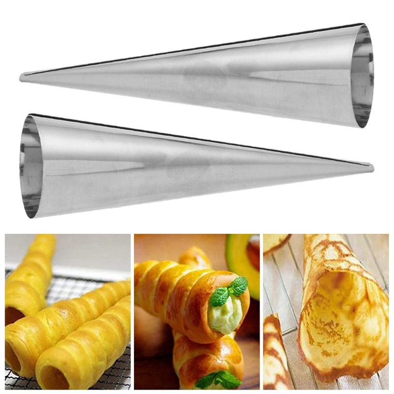 Stampi per corno crema da 20 pezzi stampo a forma tubolare a cono in acciaio inossidabile per tubi Cannoli Croissant (cono crema)