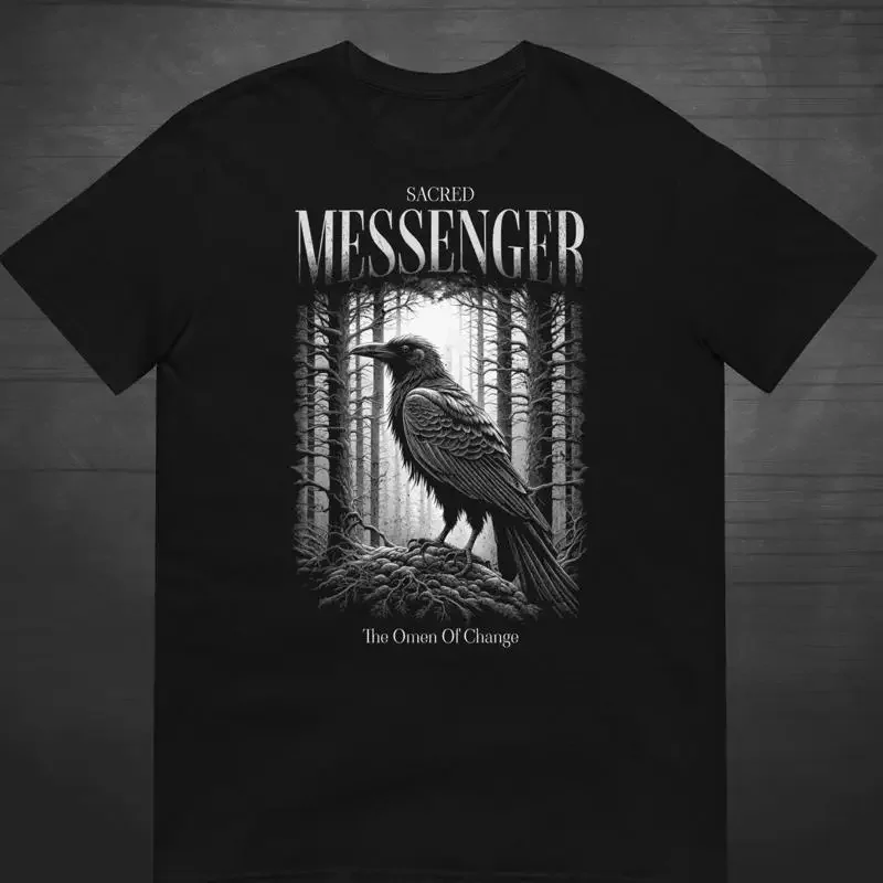 Sacred Messenger T Shirt The Omen Of Change Crow Spiritual Transformation Bird Spirit Animal