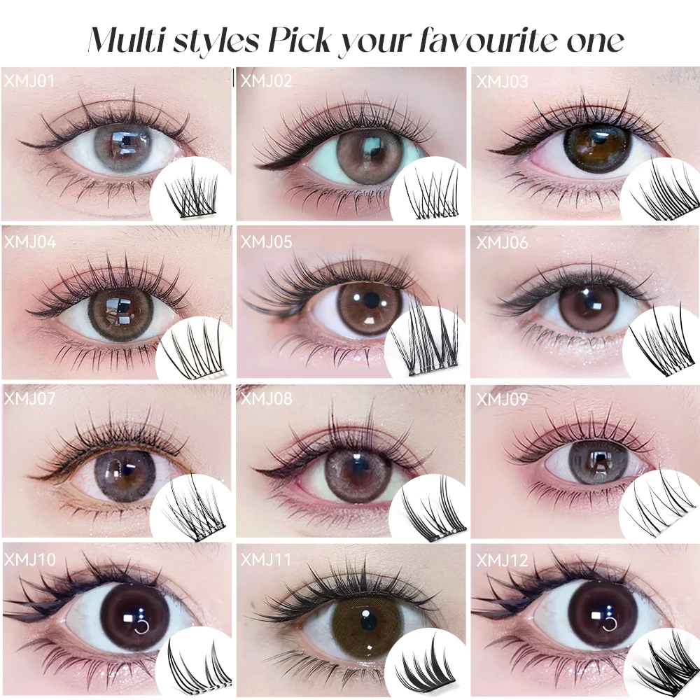 Yelix DIY رموش عنقودية ذاتية اللصق 10 صفوف خالية من الغراء لتقوم بها بنفسك رموش صناعية على طراز المانغا الكورية رموش مقسمة طبيعية ناعمة